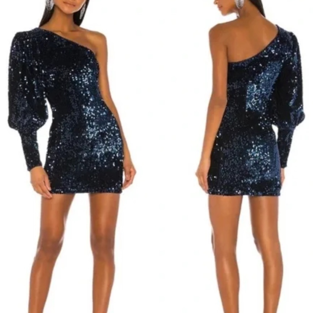 Camila Coelho Sapphire Blue Sequin one shoulder dress. Great New Year's dress!